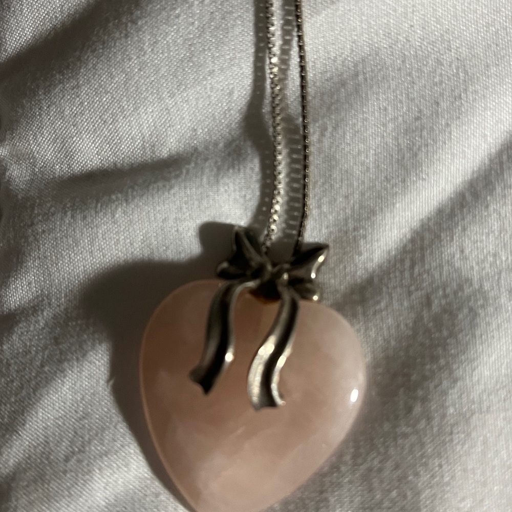 Elegant Pink Heart Pendant Necklace stirling silver - Picture 2 of 3